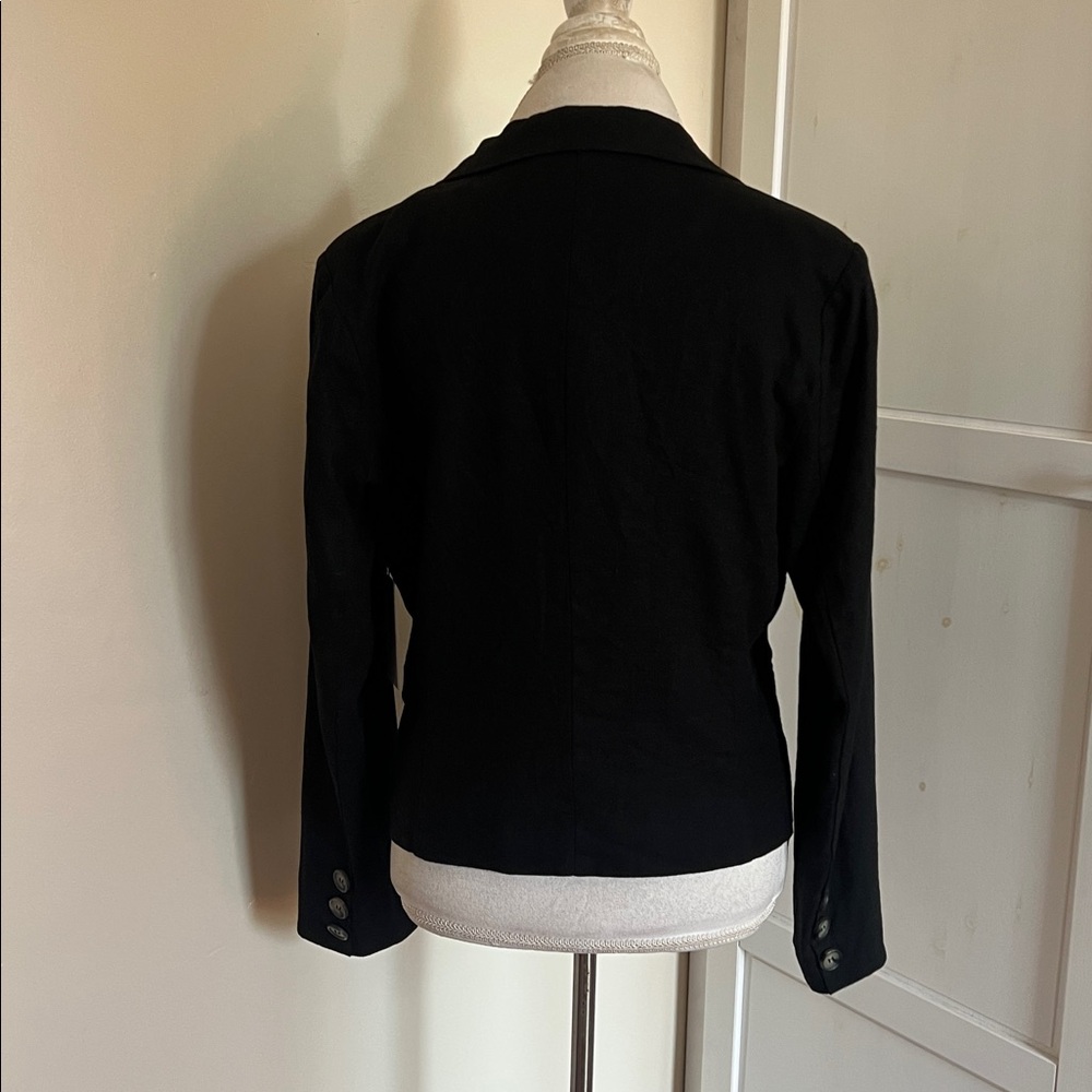 H by Halston Preppy NWT Linen Blend Single Button Blazer - Black - Size Medium - Picture 8 of 13